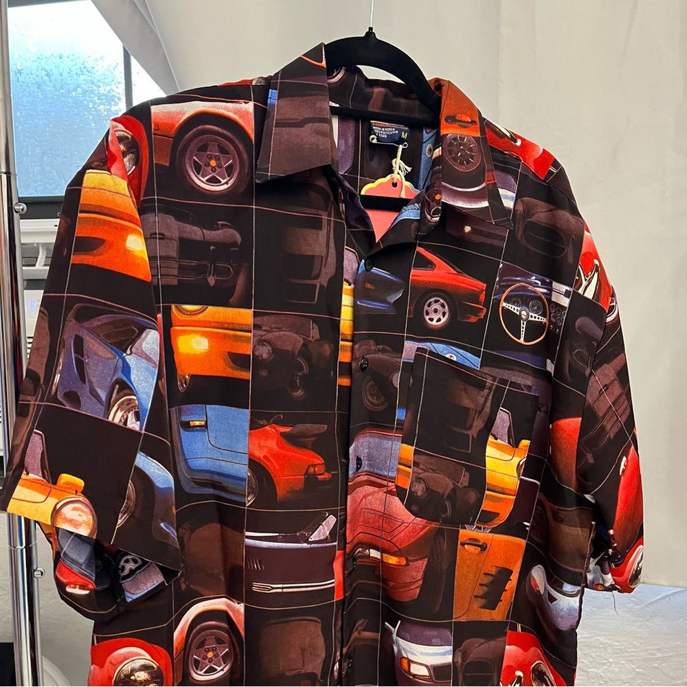 Vintage AOP Car Photo Print Button Up